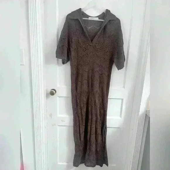Free People Islamorada Fauxchet Sweater Maxi Resort Beach Dress Size S - Picture 1 of 6